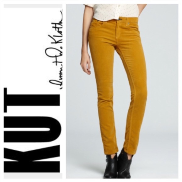Kut from the Kloth Pants - KUT Corduroy MIA Toothpick Skinny Pant Mustard